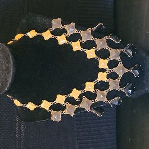 Gold Tone Chain Necklace with Yellow, Gray, and Black Costume Crystals
